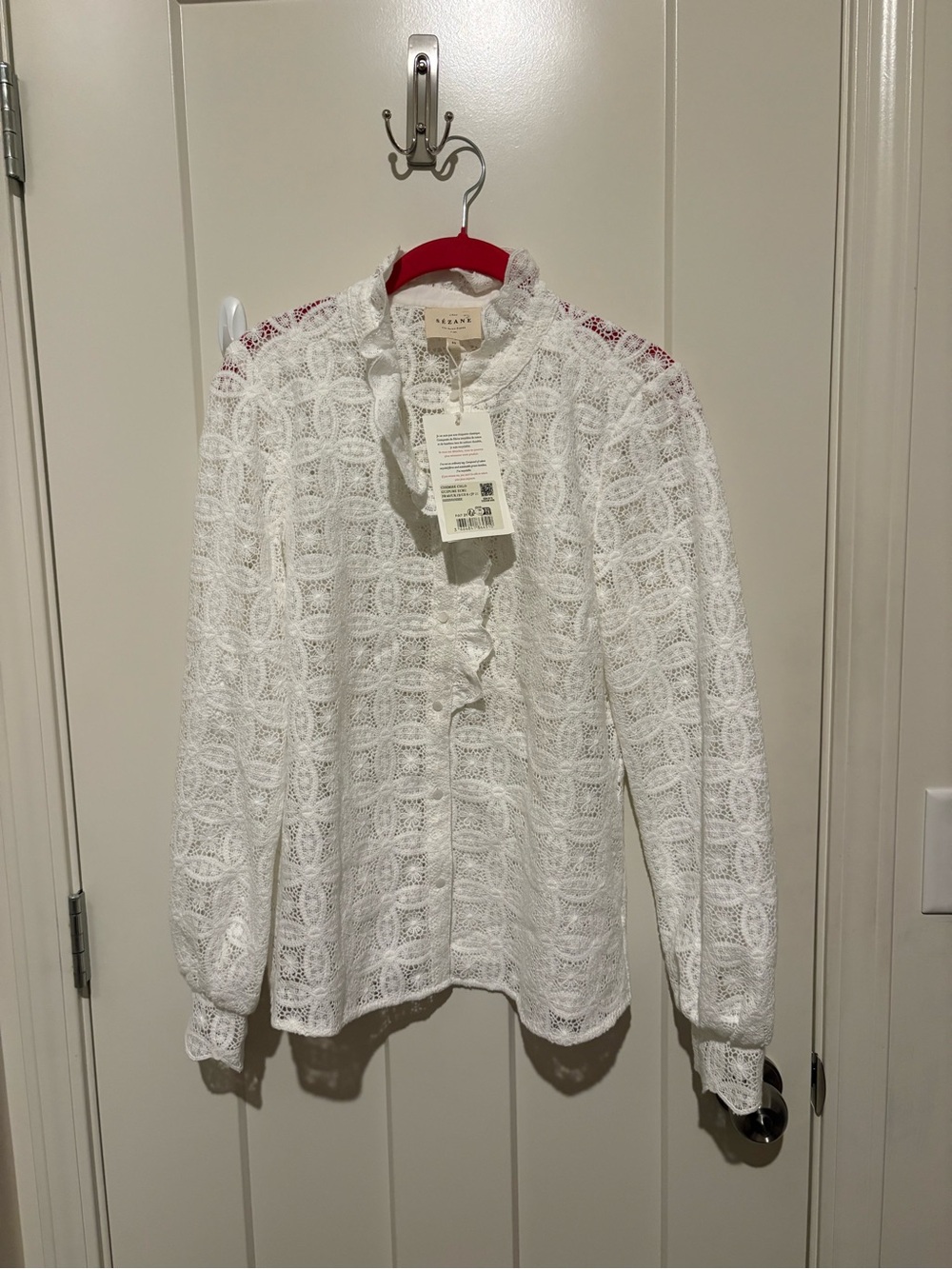 Sezane CHLO SHIRT ECRU GUIPURE Size 8 NWT - Picture 4 of 6